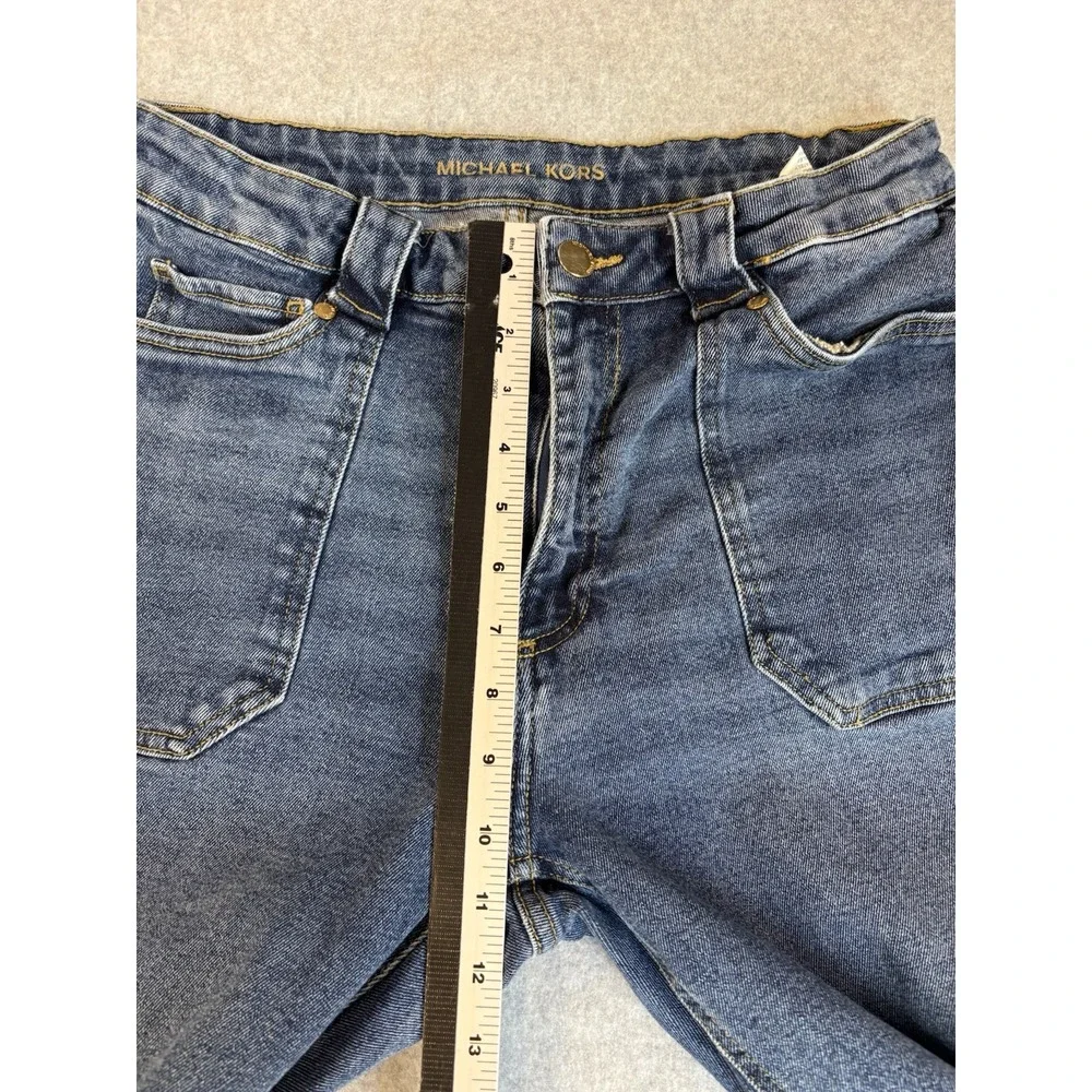 Michael Kors Women's 10 Cropped Blue Jeans Patch Pocket Y2K Straight Leg Grunge